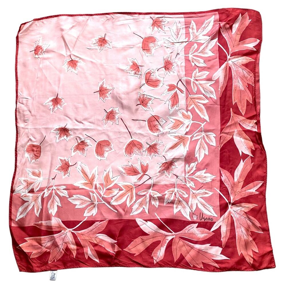 Vera Neumann Vintage Vibrant Floral leaf Print Scarf 22” square Japan